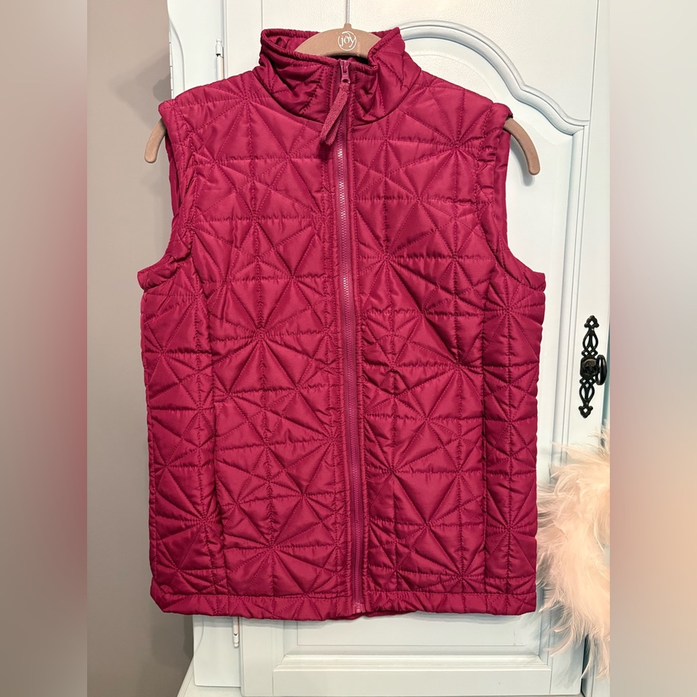 Jane Ashley Quilted Vest Maroon Size PM